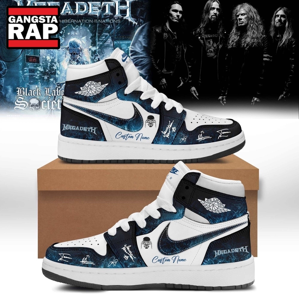 Megadeth Limited Signed Air Jordan 1 Hightop Shoes , Trending Music Shoes Megadeth Limited Signed Air Jordan 1 Hightop Shoes , Trending Music Shoes