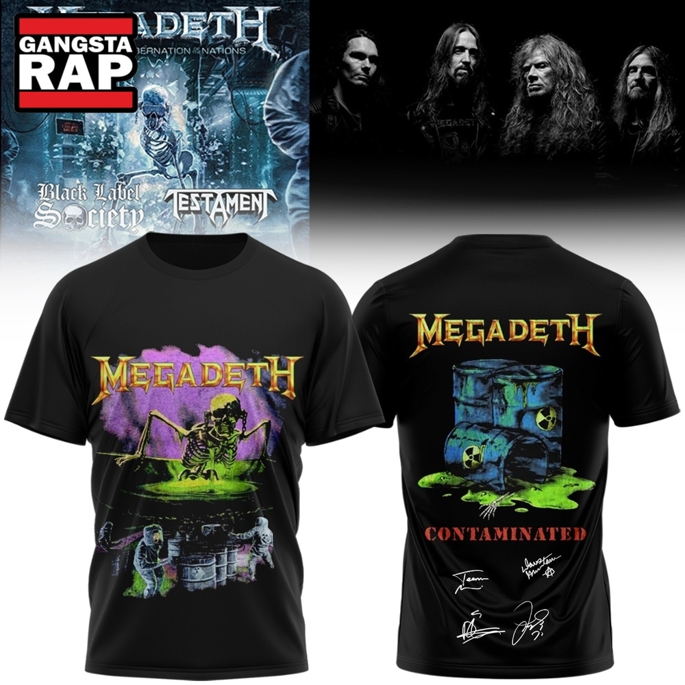 Megadeth Rock Band 2026 Limited Signed Black T Shirt , Music Trending 3D Shirt Megadeth Rock Band 2026 Limited Signed Black T Shirt