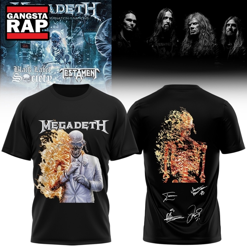 Megadeth Rock Band 2026 Limited Signed T Shirt , Music Trending 3D Shirt Megadeth Rock Band 2026 Limited Signed T Shirt