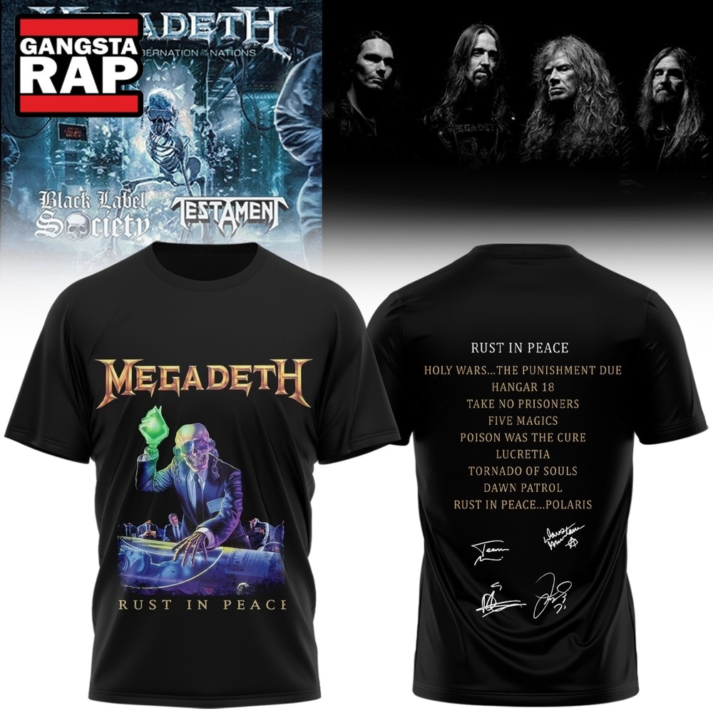 Megadeth Rock Band 2026 Signed New Design T Shirt , Music Trending 3D Shirt Megadeth Rock Band 2026 Signed New Design T Shirt