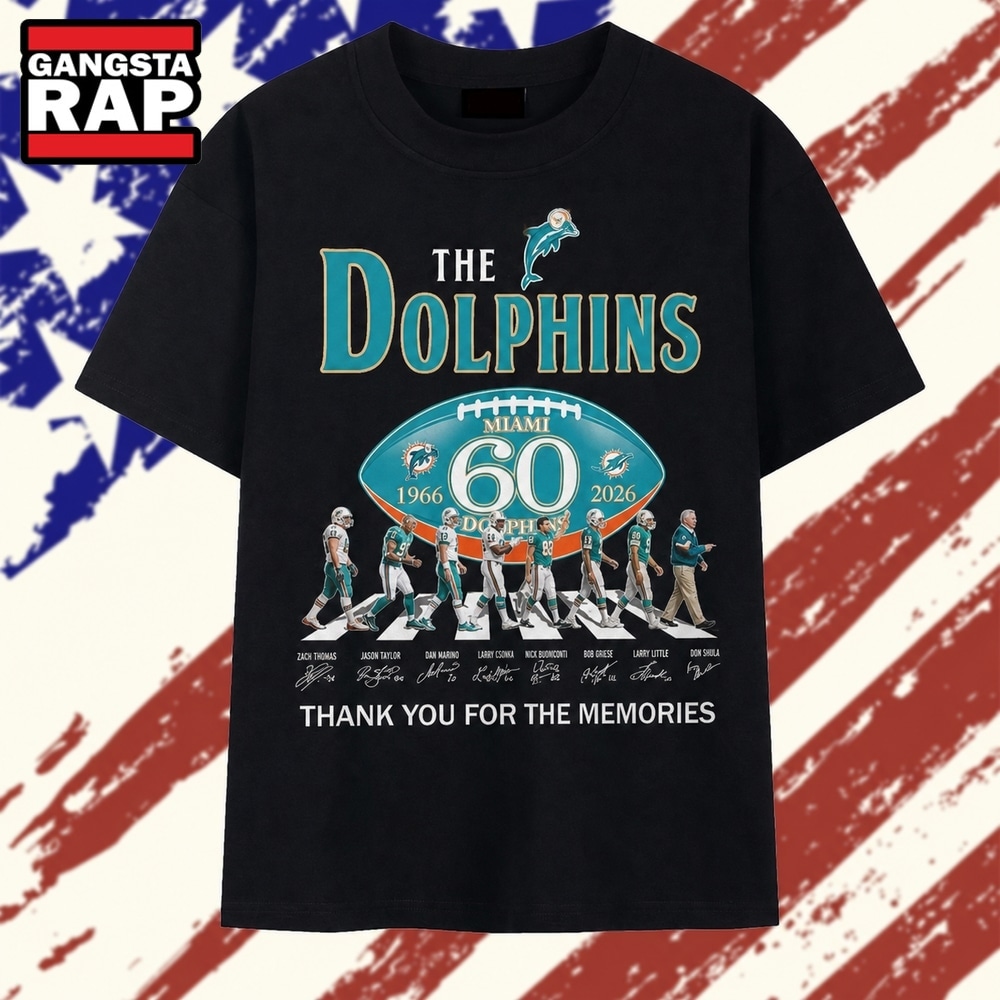 Miami Dolphins 60th Anniversary 1966 2026 Abbey Road Signatures T Shirt , Vintage Trending Shirt Miami Dolphins 60th Anniversary 1966 2026 Abbey Road Signatures T Shirt , Vintage Trending Shirt
