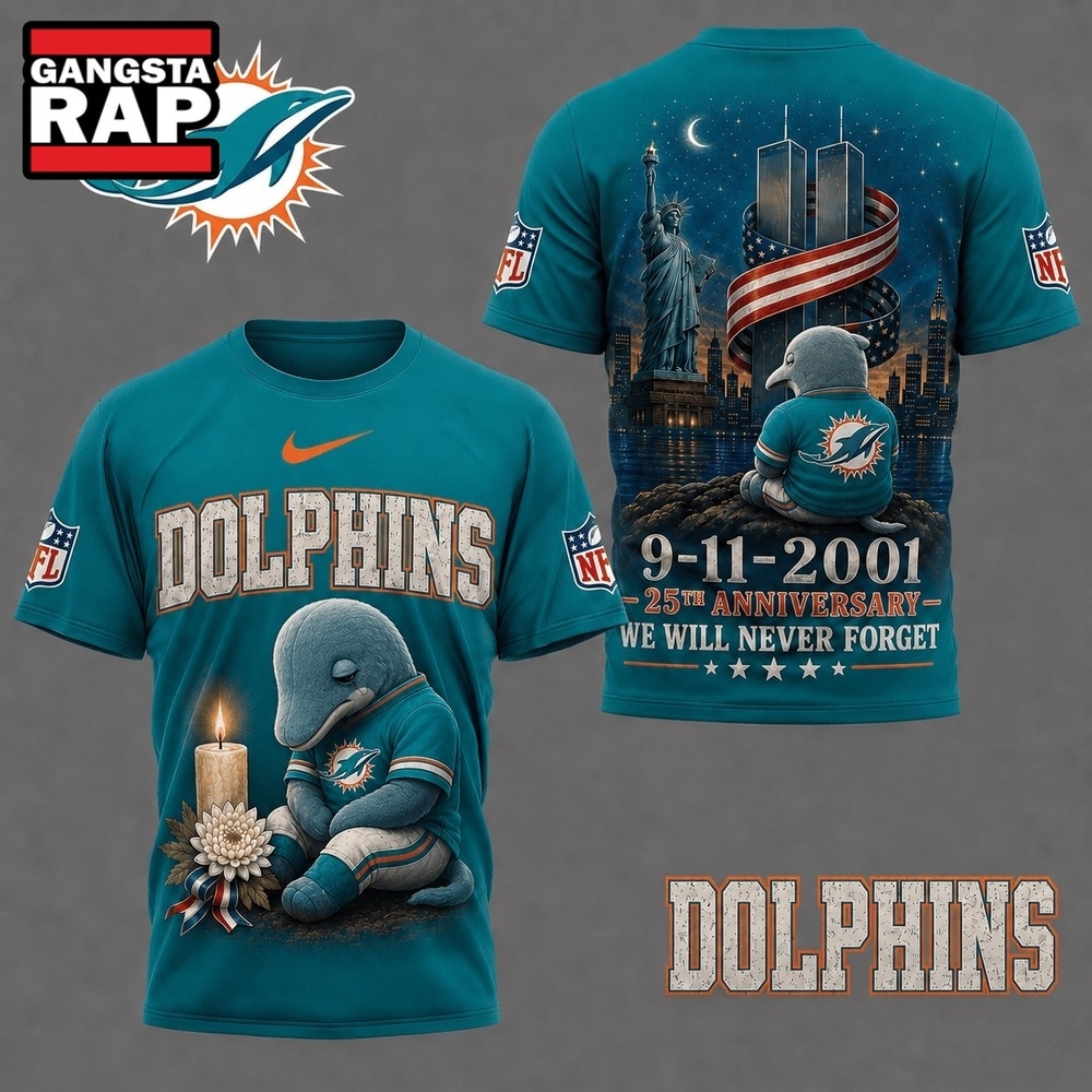 Miami Dolphins NFL 9 11 25th Anniversary Never Forget Memorial 3D T Shirt, Football New Design Shirt Miami Dolphins Nfl 9 11 25th Anniversary Never Forget Memorial 3D T Shirt