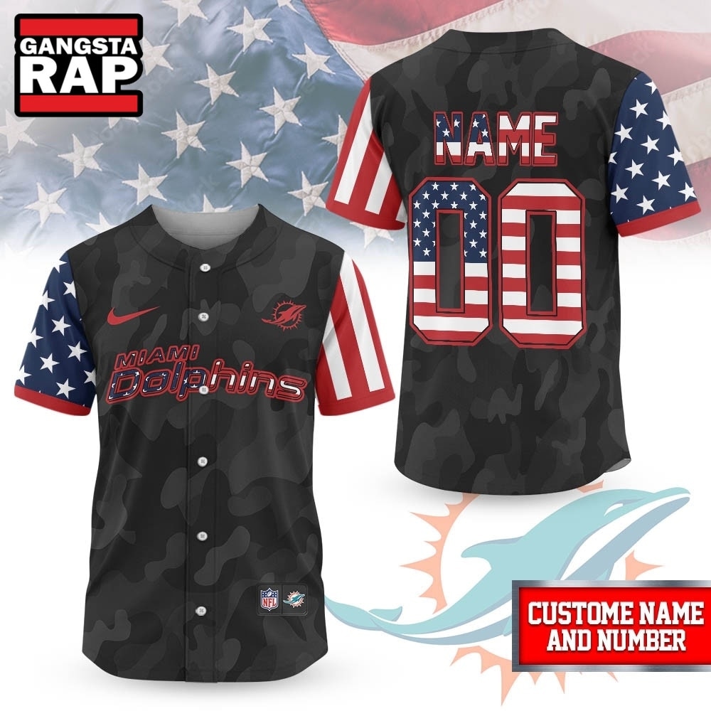 Miami Dolphins NFL American Pride Custom Baseball Jersey Shirt , NFL Baseball Jersey Miami Dolphins NFL American Pride Custom Baseball Jersey Shirt , NFL Baseball Jersey