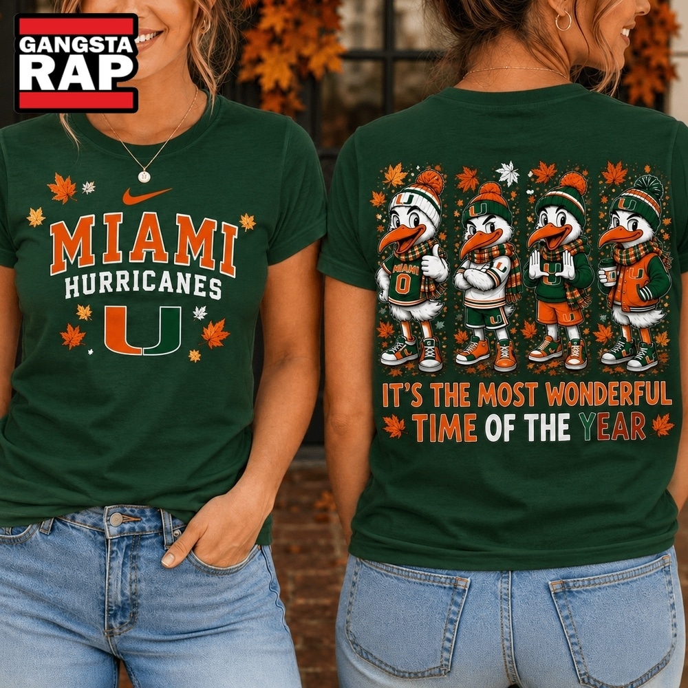 Miami Hurricanes 2026 NCAA Autumn Festive Cheer T Shirt , NCAA 3D Shirt Miami Hurricanes 2026 Ncaa Autumn Festive Cheer T Shirt