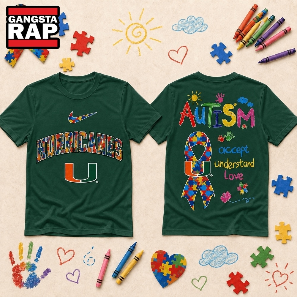 Miami Hurricanes NCAA Autism Awareness Puzzle Ribbon T Shirt , NCAA 3D Shirt Miami Hurricanes Ncaa Autism Awareness Puzzle Ribbon T Shirt
