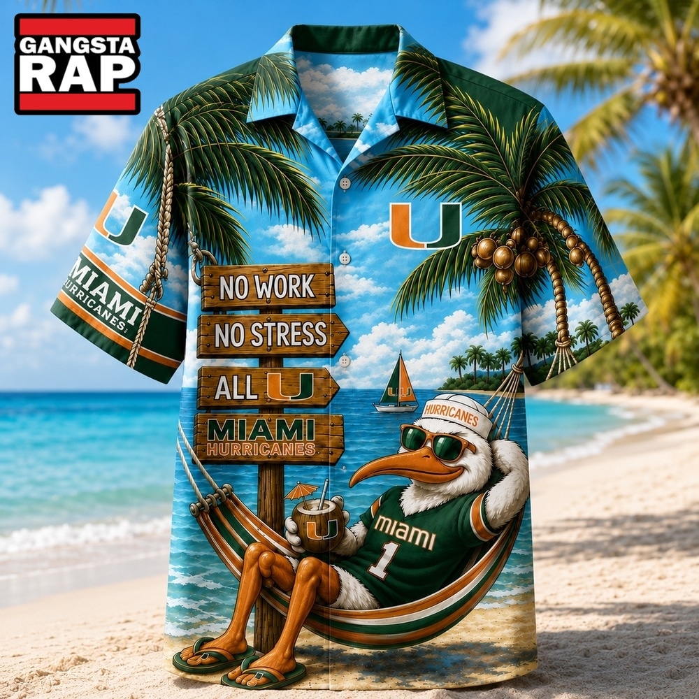 Miami Hurricanes NCAA No Work No Stress Hawaiian Shirt , Trending NCAA Hawaiian Miami Hurricanes NCAA No Work No Stress Hawaiian Shirt , Trending NCAA Hawaiian