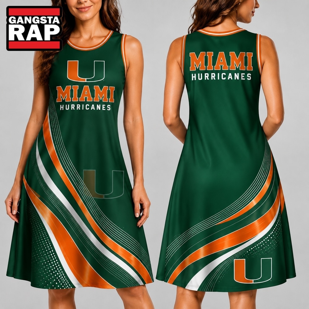 Miami Hurricanes NCAA Team Pride Women's Sleeveless Dress, NCAA Women Dress Shirt Miami Hurricanes Ncaa Team Pride Women S Sleeveless Dress