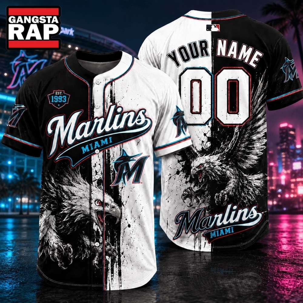 Miami Marlins 2026 MLB Eagle America Personalized Baseball Jersey , MLB Baseball Jersey Miami Marlins 2026 Mlb Eagle America Personalized Baseball Jersey
