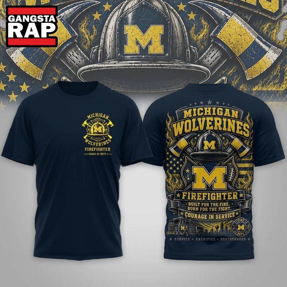 Michigan Wolverines 2026 NCAA Firefighter Built for the Fire 3D Shirt , NCAA 3D Shirt Michigan Wolverines 2026 Ncaa Firefighter Built For The Fire 3D Shirt