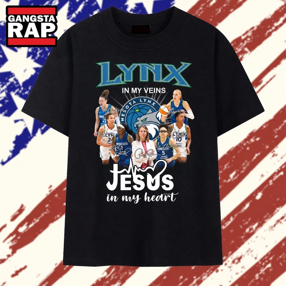 Minnesota Lynx In My Veins Jesus In My Heart Basketball Signatures T Shirt , Vintage Trending Shirt Minnesota Lynx IN MY Veins Jesus IN MY Heart Basketball Signatures T Shirt