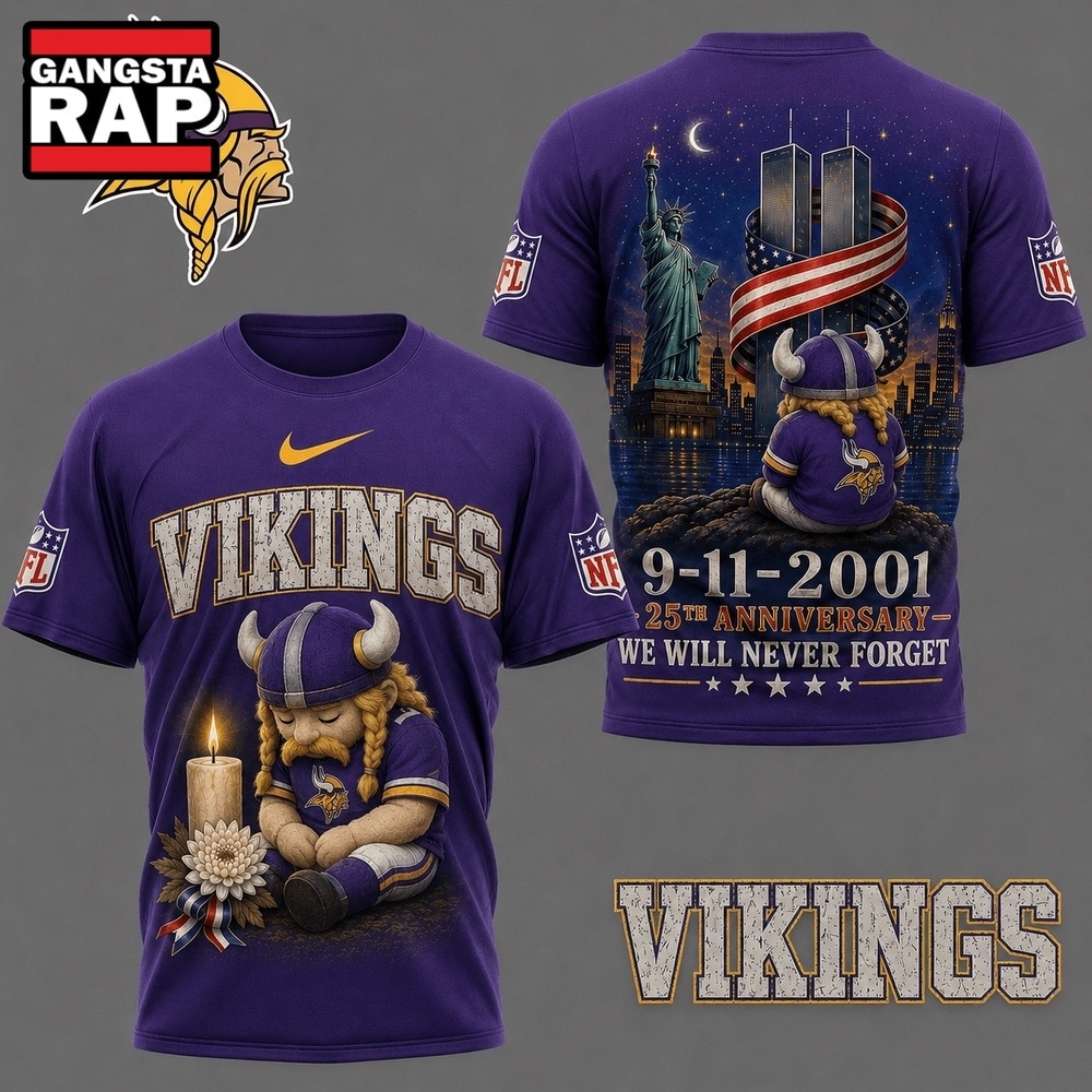 Minnesota Vikings NFL 9 11 25th Anniversary Never Forget Memorial 3D T Shirt, Football New Design Shirt Minnesota Vikings Nfl 9 11 25th Anniversary Never Forget Memorial 3D T Shirt