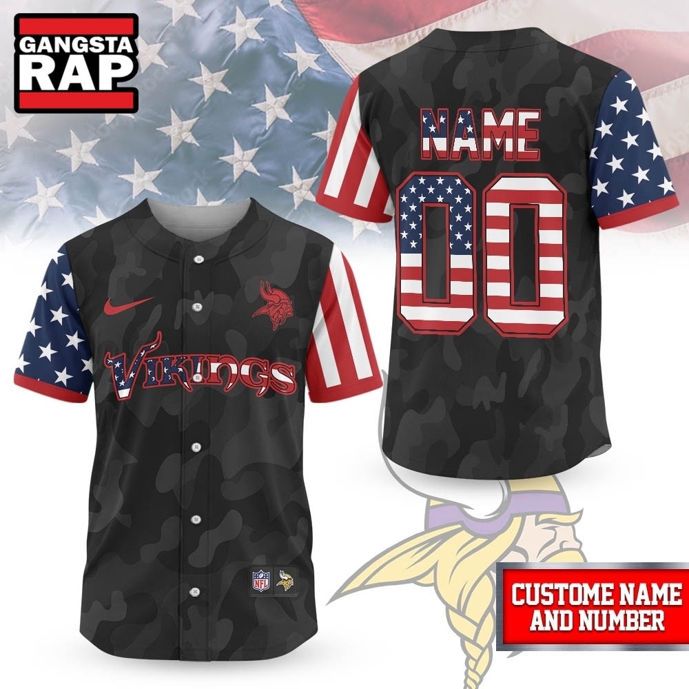 Minnesota Vikings NFL American Pride Custom Baseball Jersey Shirt , NFL Baseball Jersey Minnesota Vikings NFL American Pride Custom Baseball Jersey Shirt , NFL Baseball Jersey