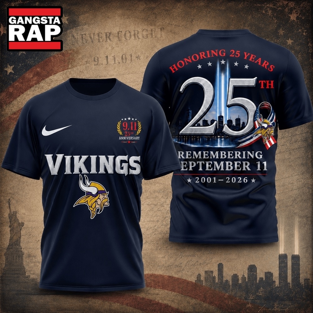 Minnesota Vikings NFL Honoring 25 Years Remembering September 11 T Shirt, Football New Design Shirt Minnesota Vikings Nfl Honoring 25 Years Remembering September 11 T Shirt