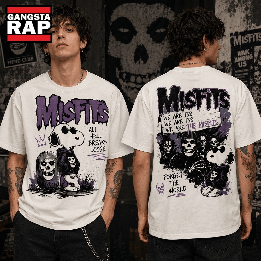 Misfits x Snoopy All Hell Breaks Loose 3D Shirt , Music Trend Shirt Misfits X Snoopy All Hell Breaks Loose 3D Shirt