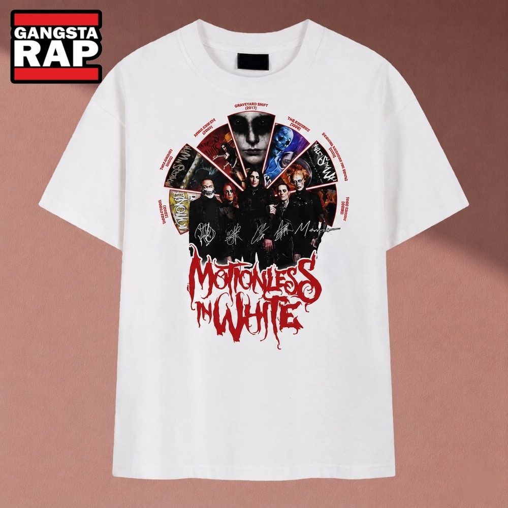 Motionless In White Band Graphic Logo Album Wheel T Shirt, Music 2D Shirt Motionless In White Band Graphic Logo Album Wheel T Shirt, Music 2D Shirt