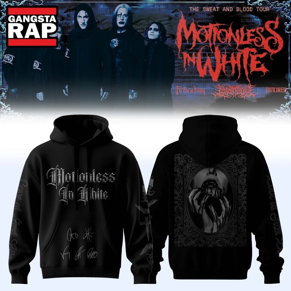 Motionless In White Signed Decades 2026 Black 3D Hoodie , Music Trending 3D Shirt Motionless IN White Signed Decades 2026 Black 3D Hoodie
