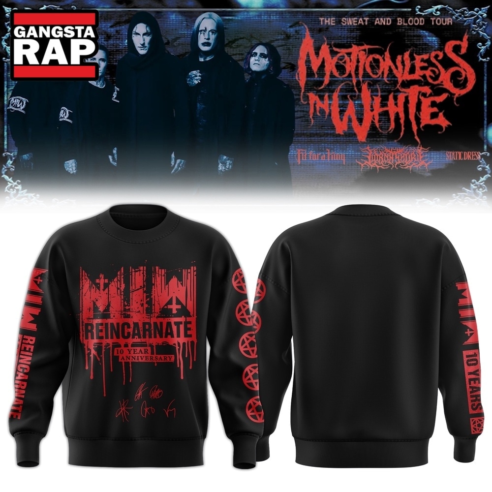 Motionless In White Signed Decades 2026 Sweatshirt , Music Trending 3D Shirt Motionless IN White Signed Decades 2026 Sweatshirt