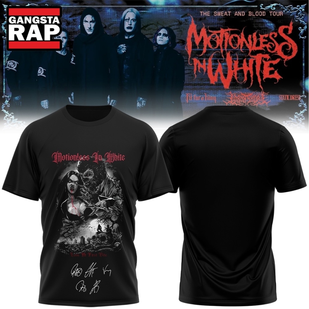 Motionless In White The Sweat And Blood Tour 2026 3D Shirt , Music Trending 3D Shirt Motionless IN White The Sweat And Blood Tour 2026 3D Shirt