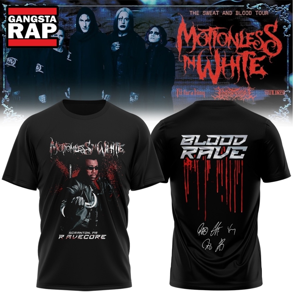 Motionless In White The Sweat And Blood Tour 2026 Signature T Shirt , Music Trending 3D Shirt Motionless IN White The Sweat And Blood Tour 2026 Signature T Shirt