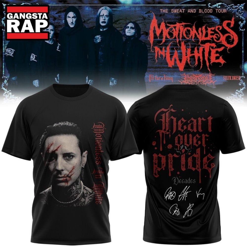 Motionless In White The Sweat And Blood Tour 2026 T Shirt , Music Trending 3D Shirt Motionless IN White The Sweat And Blood Tour 2026 T Shirt
