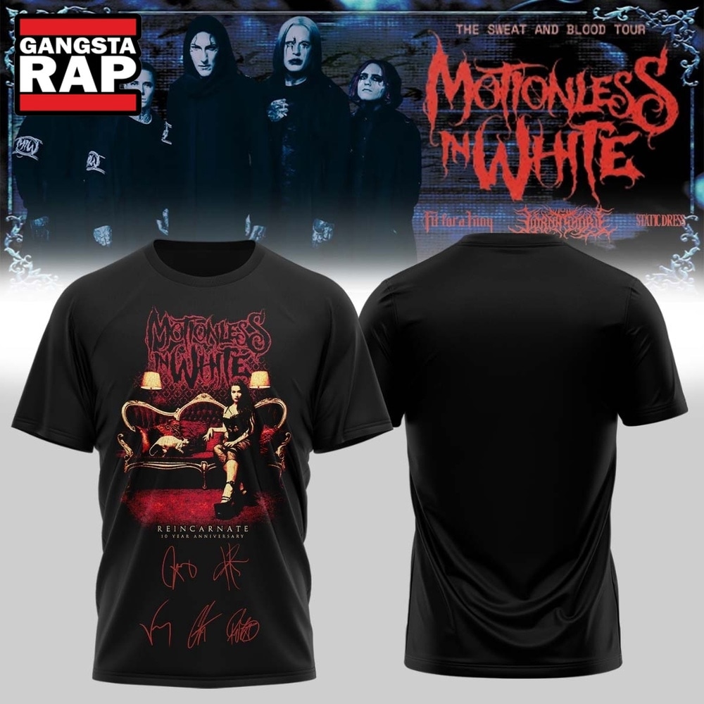 Motionless In White The Sweat And Blood Tour Signed 2026 3D Shirt , Music Trending 3D Shirt Motionless IN White The Sweat And Blood Tour Signed 2026 3D Shirt