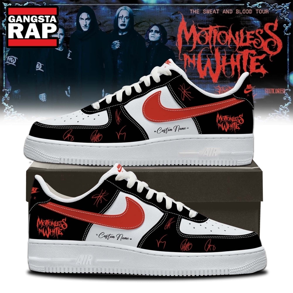 Motionless In White The Sweat And Blood Tour Signed 2026 Black Air Force 1 Shoes Sneakers