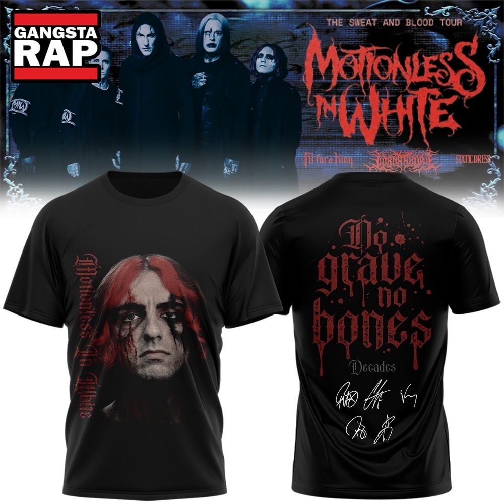 Motionless In White The Sweat And Blood Tour Signed 2026 Limited Edition T Shirt , Music Trending 3D Shirt Motionless IN White The Sweat And Blood Tour Signed 2026 Limited Edition T Shirt