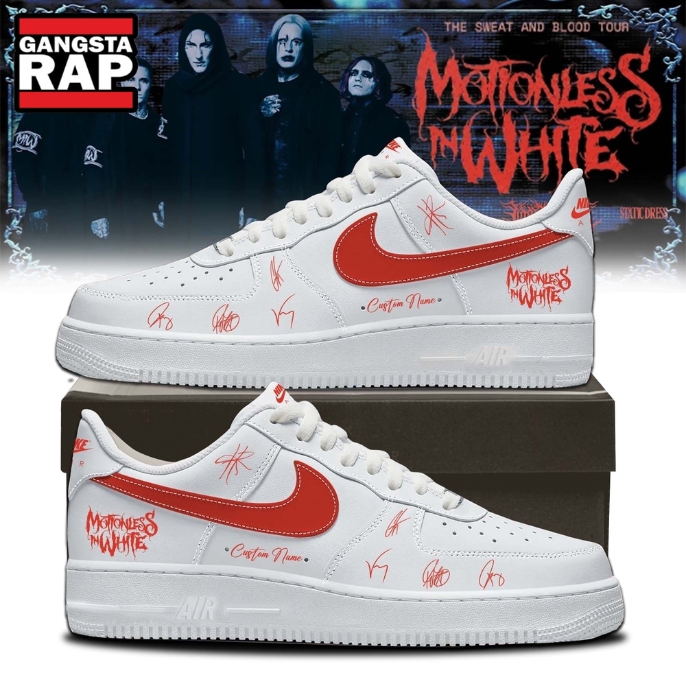 Motionless In White The Sweat And Blood Tour Signed 2026 White Air Force 1 Shoes Sneakers Motionless In White The Sweat And Blood Tour Signed 2026 White Air Force 1 Shoes Sneakers