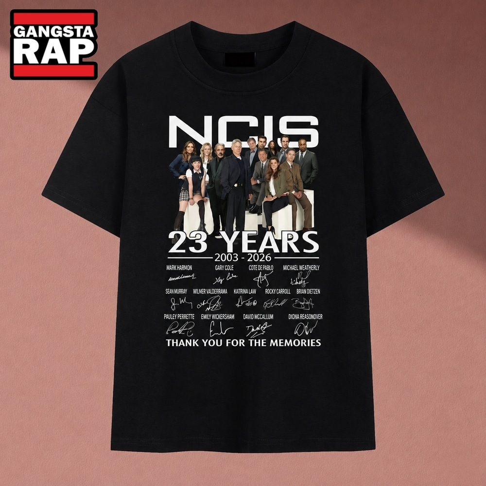 NCIS 23 Years 2003 2026 Cast Signatures Thank You For The Memories T Shirt, Music 2D Shirt NCIS 23 Years 2003 2026 Cast Signatures Thank You For The Memories T Shirt, Music 2D Shirt