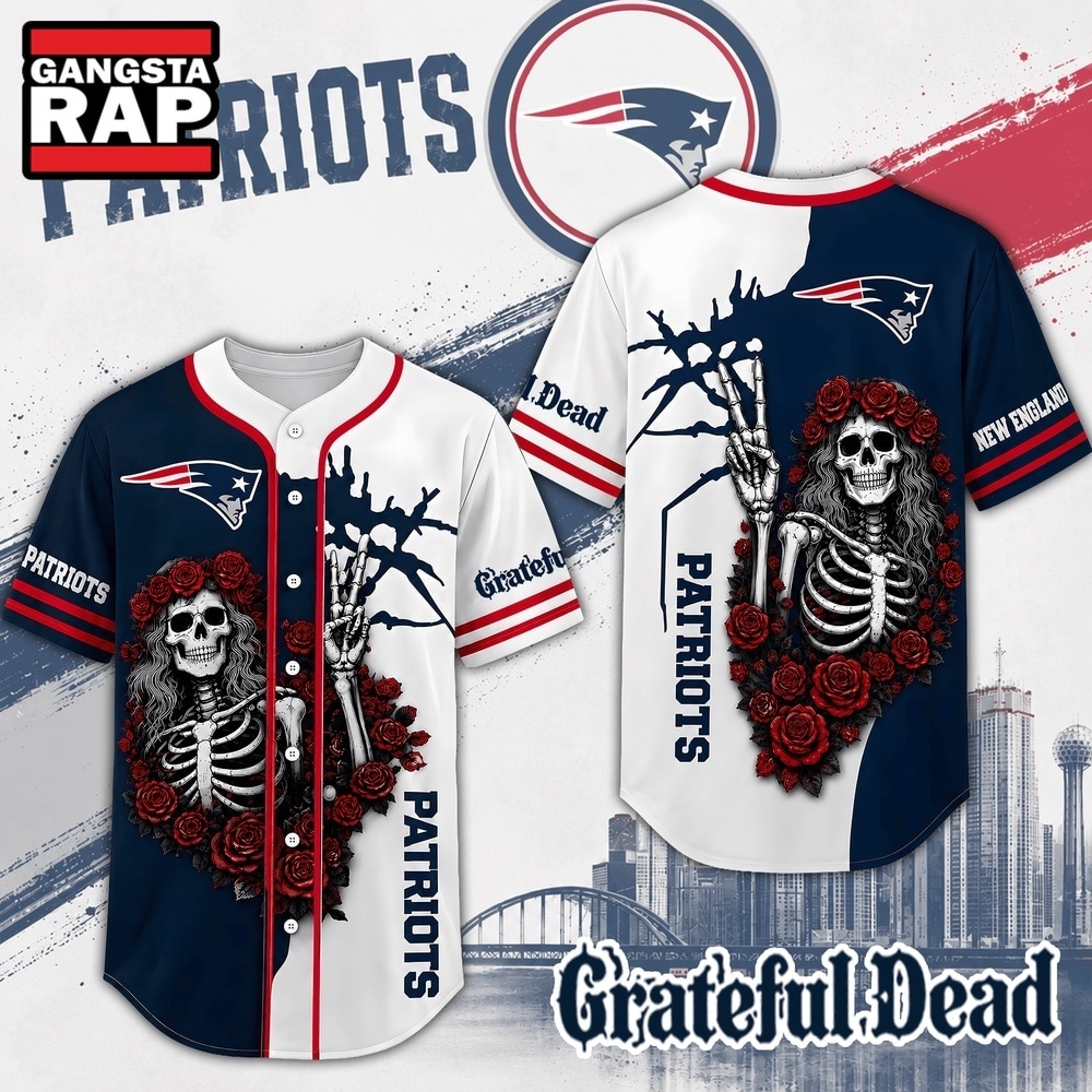 New England Patriots NFL Game Day Grateful Dead Baseball Jersey Shirt, NFL Baseball Jersey New England Patriots Nfl Game Day Grateful Dead Baseball Jersey Shirt
