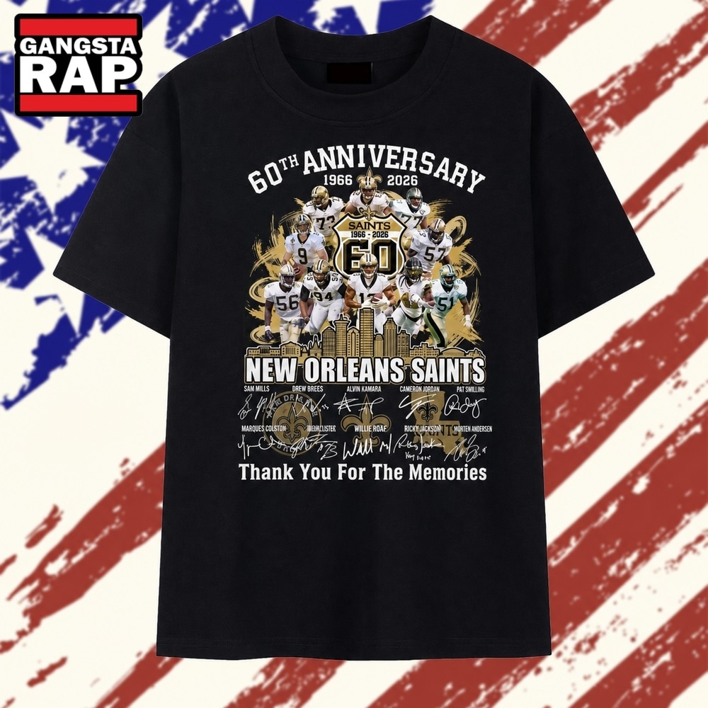New Orleans Saints 60th Anniversary 1966 2026 Legends Signatures T Shirt, Trending 2D Shirt New Orleans Saints 60th Anniversary 1966 2026 Legends Signatures T Shirt, Trending 2D Shirt