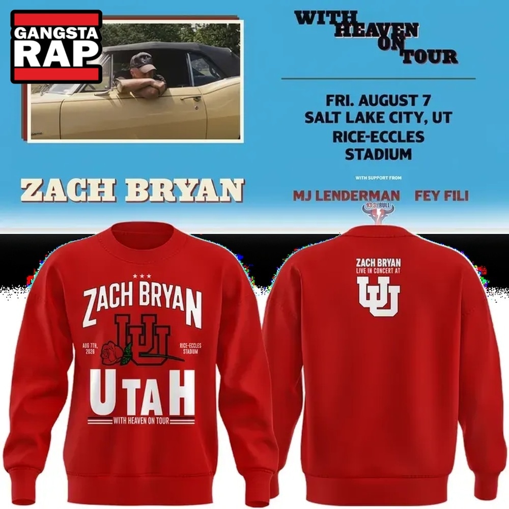 New Sweatshirt Zach Bryan x Utah Utes Football, With Heaven On Tour 2026 Sweatshirt , Music Trend Shirt New Sweatshirt Zach Bryan x Utah Utes Football, With Heaven On Tour 2026 Sweatshirt , Music Trend Shirt