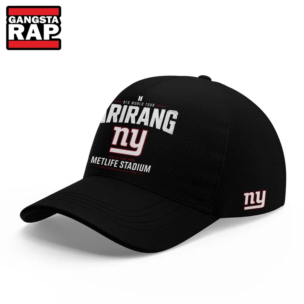 New York Giants x BTS WORLD TOUR ARIRANG 2026 Black Cap , Trendy Music Baseball Cap New York Giants X Bts World Tour Arirang 2026 Black Cap