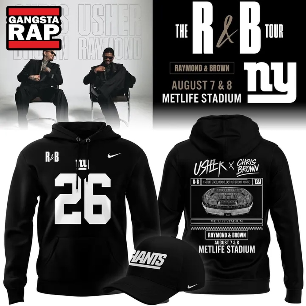 New York Giants x Usher & Chris Brown 2026 Limited Edition Black Hoodie , Music Trending 3D Shirt New York Giants X Usher Chris Brown 2026 Limited Edition Black Hoodie