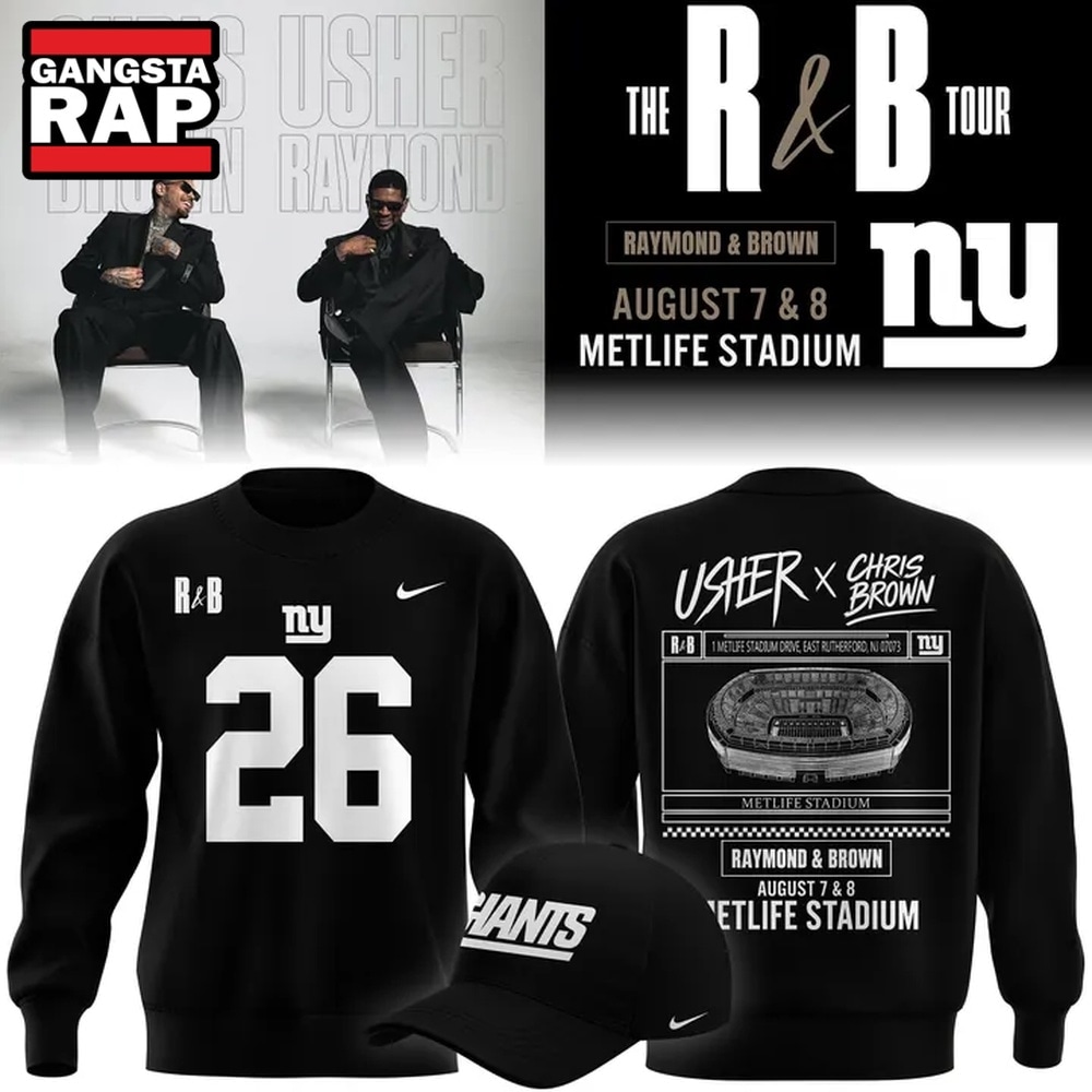 New York Giants x Usher & Chris Brown 2026 Limited Edition Black Sweatshirt , Music Trending 3D Shirt New York Giants X Usher Chris Brown 2026 Limited Edition Black Sweatshirt