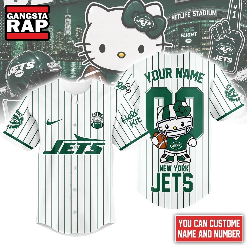 New York Jets NFL Kitty Game Day Custom Baseball Jersey Shirt , NFL Baseball Jersey New York Jets NFL Kitty Game Day Custom Baseball Jersey Shirt , NFL Baseball Jersey