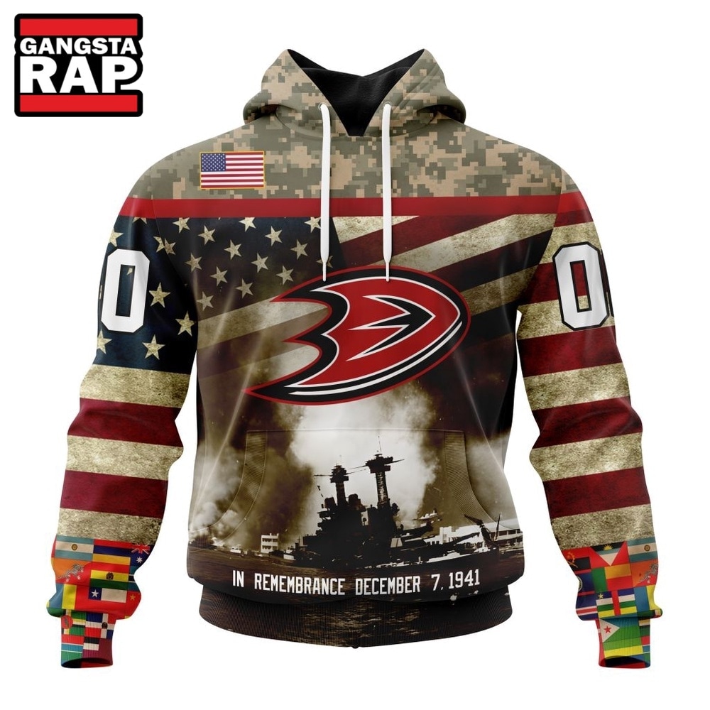 NHL Anaheim Ducks Specialized Unisex Kits Remember Pearl Harbor Hoodie, T Shirt , NHL 3D Shirt Nhl Anaheim Ducks Specialized Unisex Kits Remember Pearl Harbor Hoodie T Shirt 1