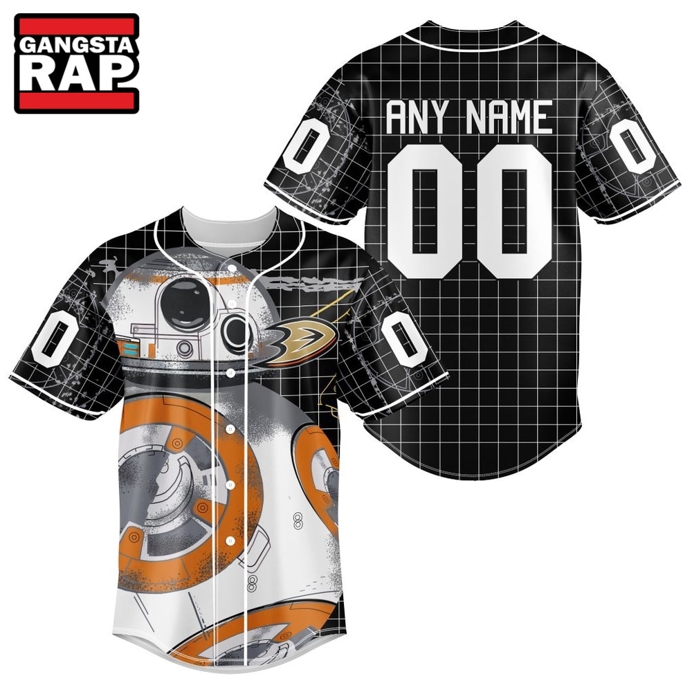 NHL Anaheim Ducks x BB 8 D Star War Baseball Jersey , NHL Baseball Shirt NHL Anaheim Ducks x BB 8 D Star War Baseball Jersey , NHL Baseball Shirt