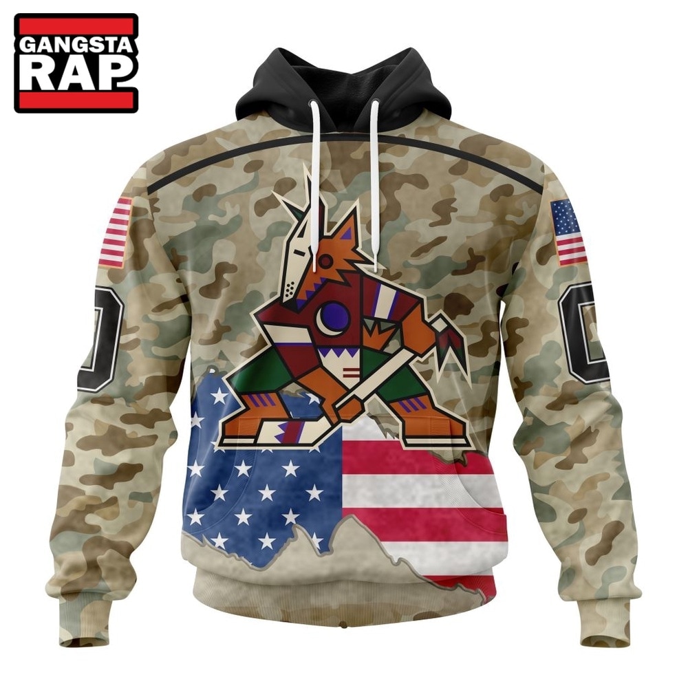 NHL Arizona Coyotes Specialized Kits For United State With Camo Color Hoodie, T Shirt , NHL 3D Shirt Nhl Arizona Coyotes Specialized Kits For United State With Camo Color Hoodie T Shirt 1