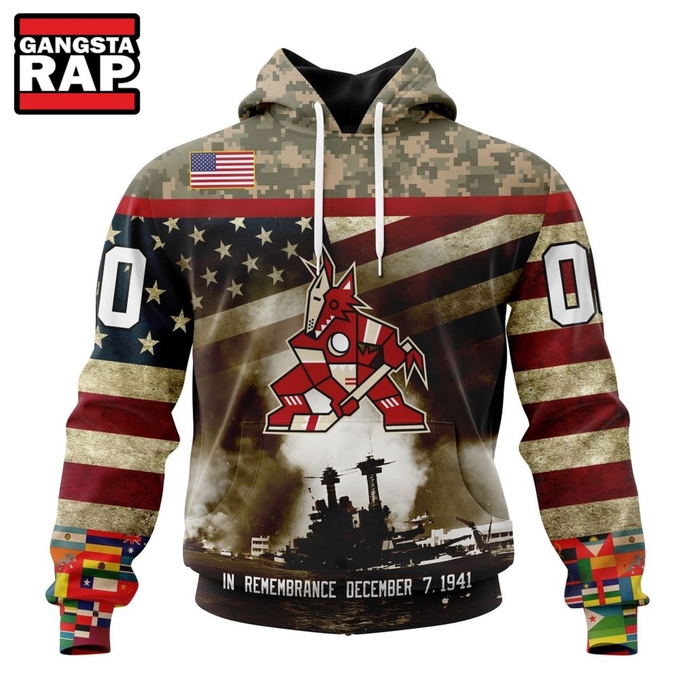 NHL Arizona Coyotes Specialized Unisex Kits Remember Pearl Harbor Hoodie, T Shirt , NHL 3D Shirt Nhl Arizona Coyotes Specialized Unisex Kits Remember Pearl Harbor Hoodie T Shirt 1