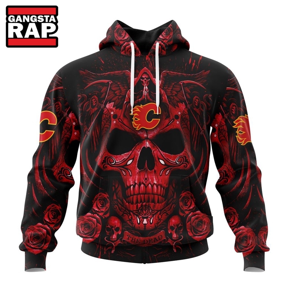 NHL Calgary Flames Special Design Halloween With Skull Art Hoodie, T Shirt , NHL 3D Shirt NHL Calgary Flames Special Design Halloween With Skull Art Hoodie, T Shirt , NHL 3D Shirt