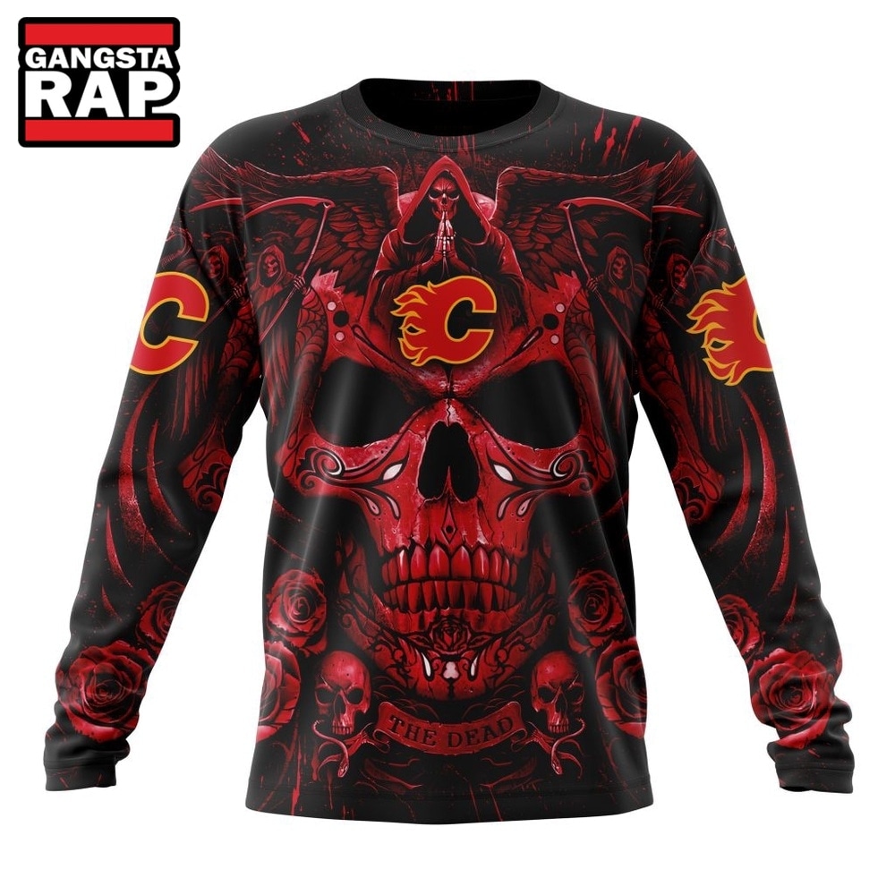 NHL Calgary Flames Special Design Halloween With Skull Art Hoodie, T Shirt , NHL 3D Shirt NHL Calgary Flames Special Design Halloween With Skull Art Hoodie, T Shirt , NHL 3D Shirt