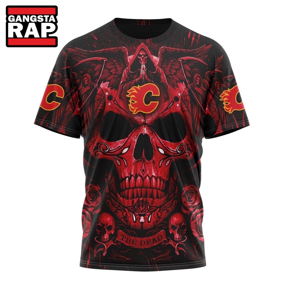 NHL Calgary Flames Special Design Halloween With Skull Art Hoodie, T Shirt , NHL 3D Shirt NHL Calgary Flames Special Design Halloween With Skull Art Hoodie, T Shirt , NHL 3D Shirt
