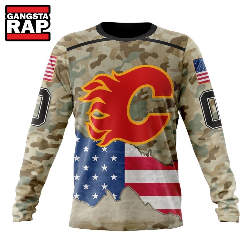 NHL Calgary Flames Specialized Kits For United State With Camo Color Hoodie, T Shirt , NHL 3D Shirt NHL Calgary Flames Specialized Kits For United State With Camo Color Hoodie, T Shirt , NHL 3D Shirt