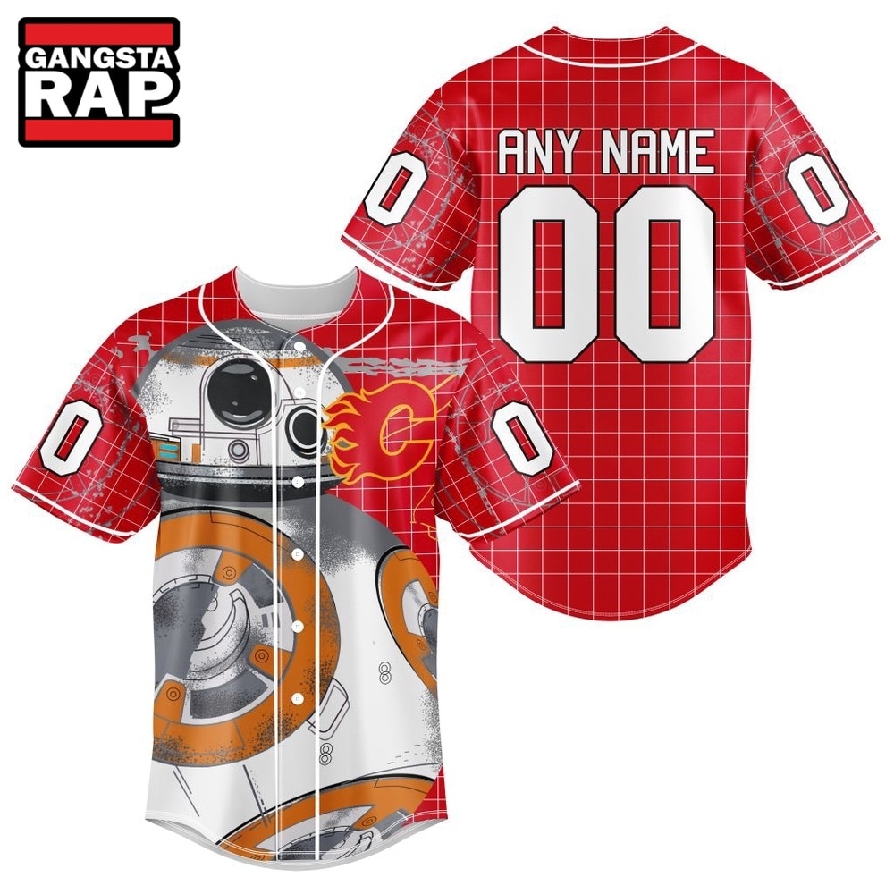 NHL Calgary Flames x BB 8 D Star War Baseball Jersey , NHL Baseball Shirt NHL Calgary Flames x BB 8 D Star War Baseball Jersey , NHL Baseball Shirt