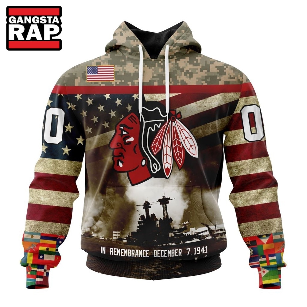 NHL Chicago BlackHawks Specialized Unisex Kits Remember Pearl Harbor Hoodie, T Shirt , NHL 3D Shirt Nhl Chicago Blackhawks Specialized Unisex Kits Remember Pearl Harbor Hoodie T Shirt 1