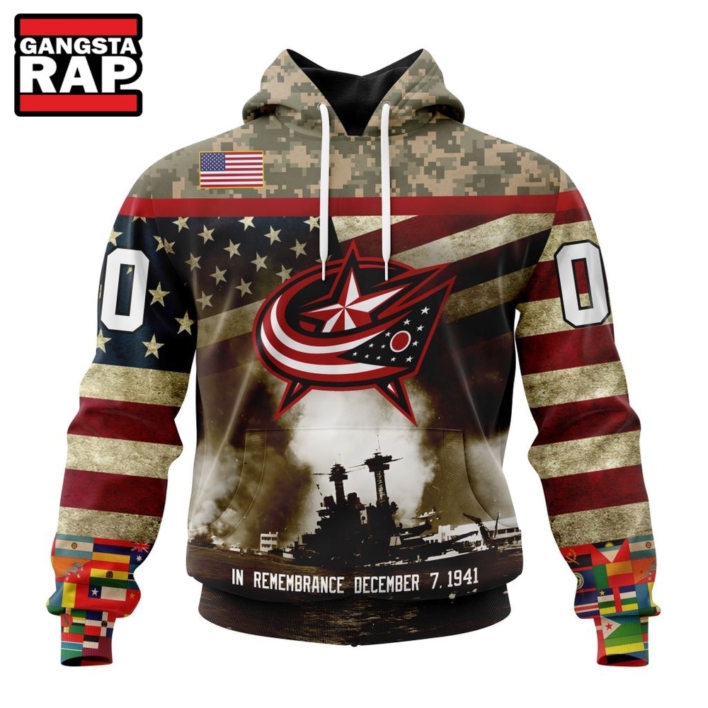NHL Columbus Blue Jackets Specialized Unisex Kits Remember Pearl Harbor Hoodie, T Shirt , NHL 3D Shirt Nhl Columbus Blue Jackets Specialized Unisex Kits Remember Pearl Harbor Hoodie T Shirt 1