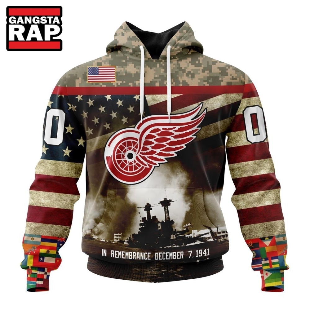 NHL Detroit Red Wings Specialized Unisex Kits Remember Pearl Harbor Hoodie, T Shirt , NHL 3D Shirt Nhl Detroit Red Wings Specialized Unisex Kits Remember Pearl Harbor Hoodie T Shirt 1