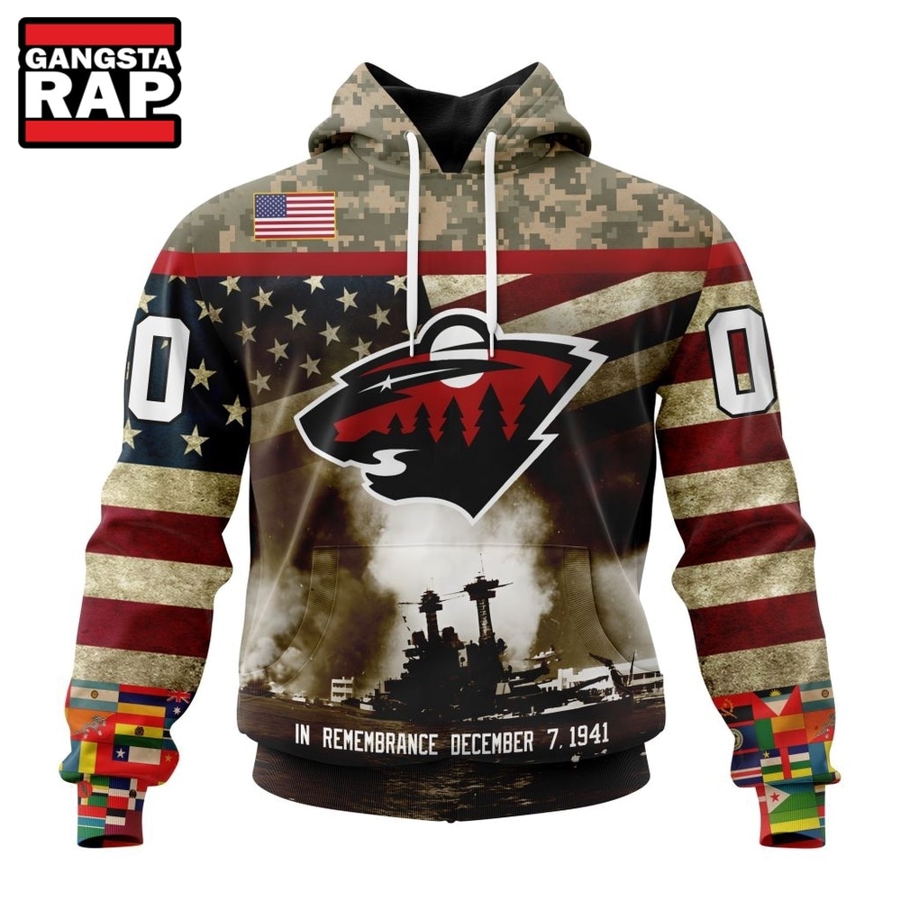 NHL Minnesota Wild Specialized Unisex Kits Remember Pearl Harbor Hoodie, T Shirt , NHL 3D Shirt Nhl Minnesota Wild Specialized Unisex Kits Remember Pearl Harbor Hoodie T Shirt 1