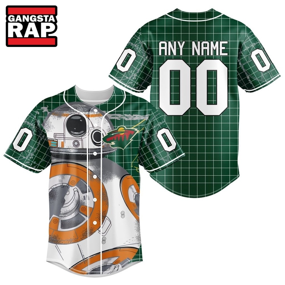 NHL Minnesota Wild x BB 8 D Star War Baseball Jersey , NHL Baseball Shirt NHL Minnesota Wild x BB 8 D Star War Baseball Jersey , NHL Baseball Shirt